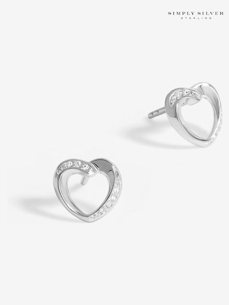 Simply Silver Silver Tone 925 Cubic Zirconia Twisted Heart Stud Earrings (F38807) | €32
