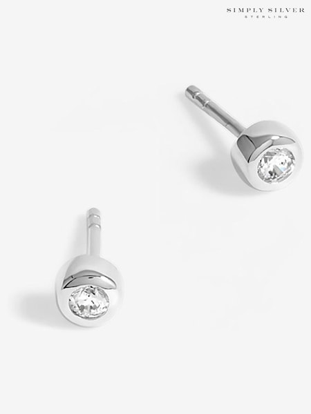 Simply Silver Silver Tone 925 Polished And Cubic Zirconia Stud Earrings (F38816) | €18.50