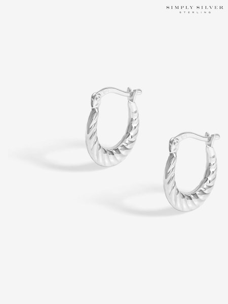 Simply Silver Silver Tone 925 Polished Mini Twisted Hoop Earrings (F38818) | €25