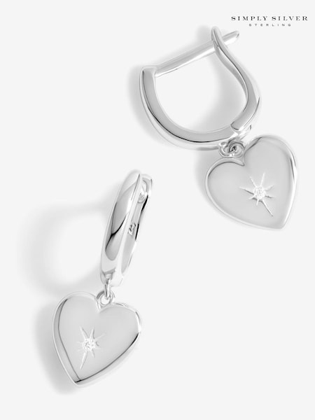 Simply Silver Silver Tone 925 Starburst Heart Hoop Earrings (F38829) | €57