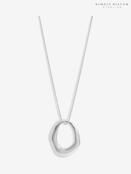 Simply Silver Silver Tone 925 Polished Molten Open Pendant (F38839) | €58