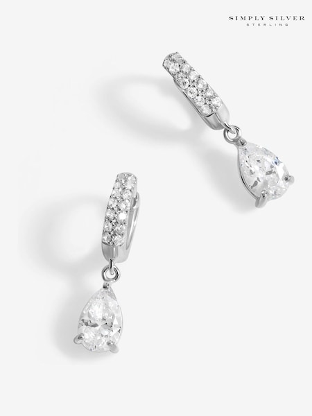 Simply Silver Silver Sterling 925 Cubic Zirconia Huggie Hoop Earrings (F38853) | €44