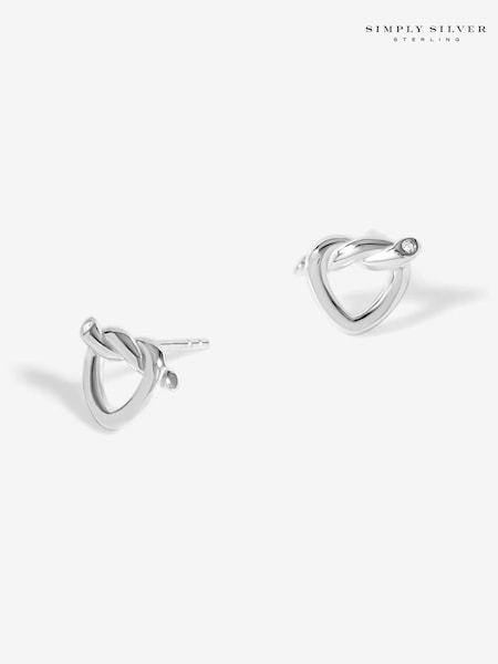 Simply Silver Silver Tone 925 Polished Knot Heart Stud Earrings (F38861) | €32