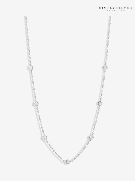 Simply Silver Silver Tone 925 Station Crystal Necklace (F38862) | €63