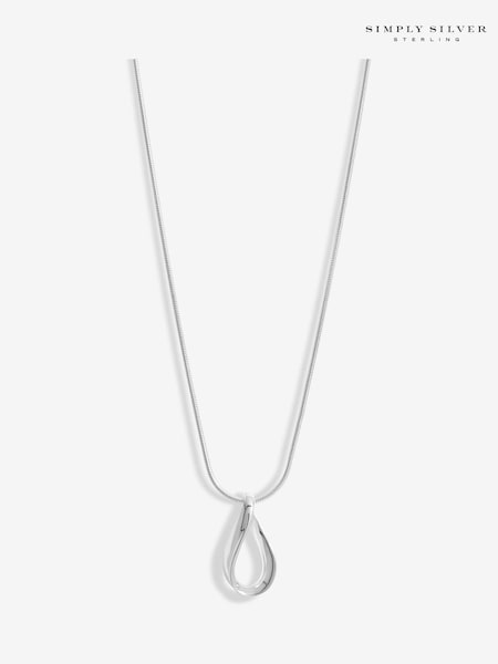 Simply Silver Silver Tone 925 Polished Open Pear Drop Pendant (F38868) | €37