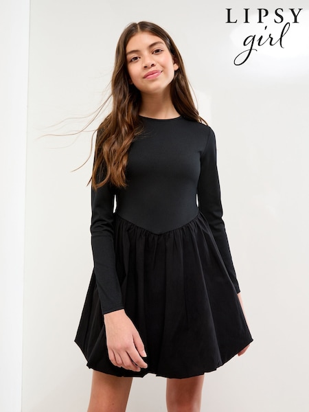 Lipsy Black Puffball Hem Dress (5-16yrs) (F38951) | €43 - €53