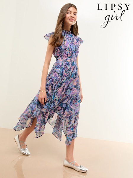Lipsy Purple Hanky Hem Midi Dress (5-16yrs) (F38962) | AED227 - AED274
