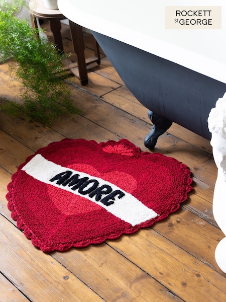 Rockett St George Red Amore Slogan 100% Cotton Bath Mat (F40010) | €34