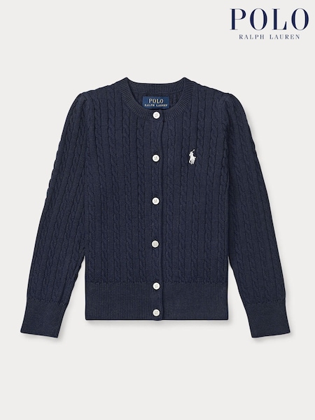Polo Ralph Lauren Blue Girls Cable Knit Cardigan (F40028) | €133