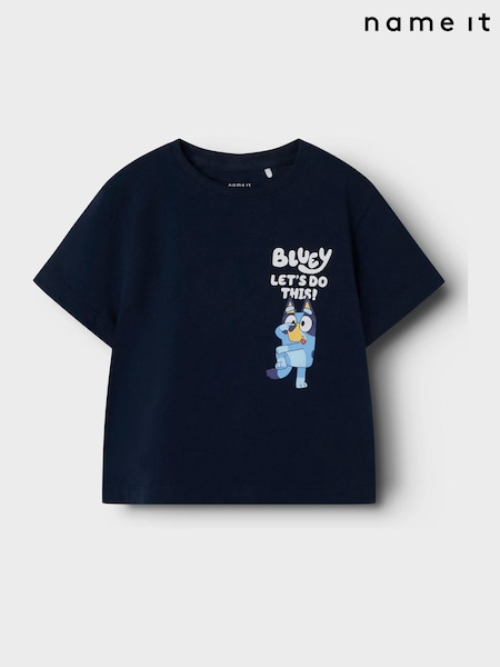 כחול  - Name It Bluey Short Frill Sleeve T-shirt (F40034) | ‏80‏₪