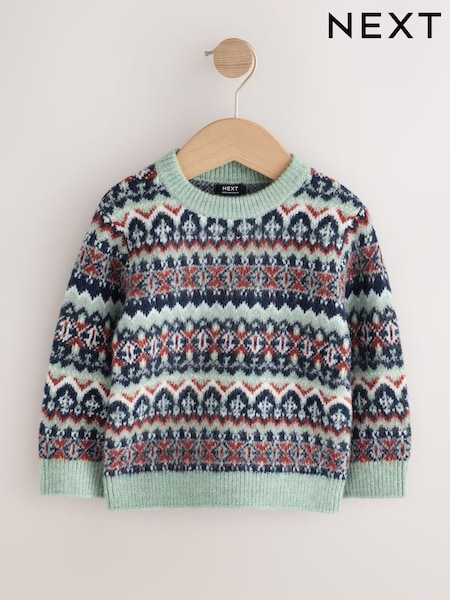 Blue Fairisle Knitted Crew Neck Jumper (3mths-7yrs) (F40041) | AZN 37 - AZN 42