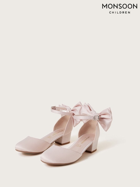Monsoon Pink Sara Satin Bow Two-Part Heels (F40042) | $50 - $61