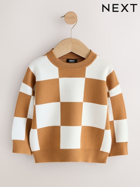 Tan Brown Knitted Crew Neck Jumper (3mths-7yrs) (F40043) | AED71 - AED81