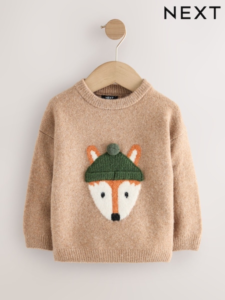 Orange/Neutral Fox Knitted Jumper (3mths-7yrs) (F40044) | €18.50 - €21.50