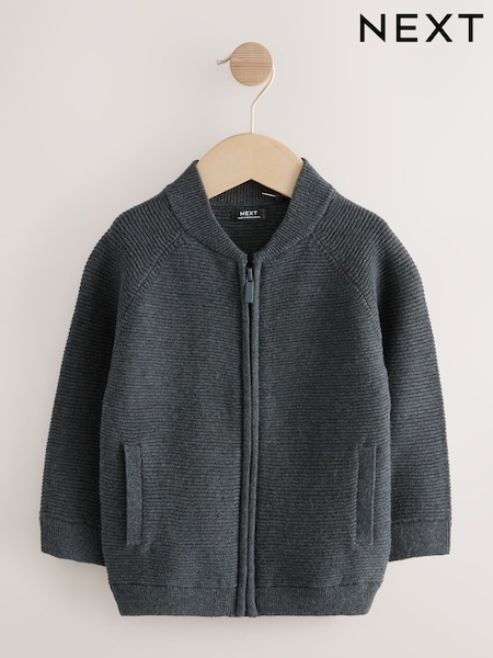 Charcoal Grey Zip Through Cardigan (3mths-7yrs) (F40056) | €18 - €21