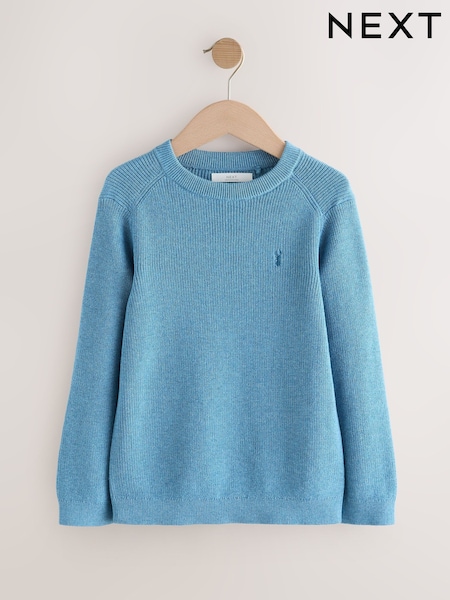 Blue With Stag Cotton Crew Neck Knitted Jumper (3-16yrs) (F40068) | AED66 - AED91