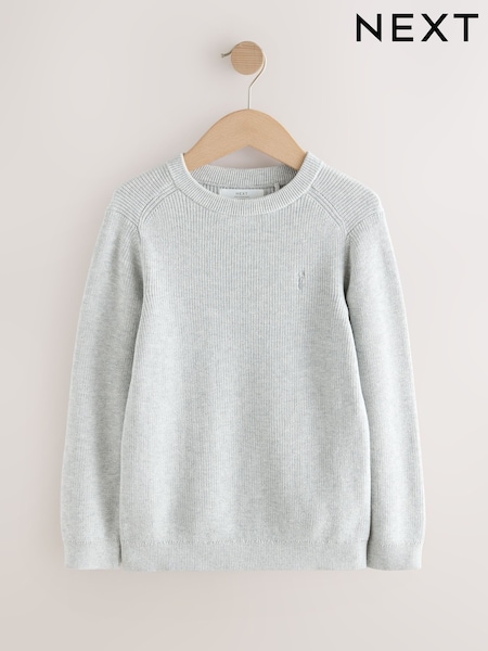 Grey With Stag Cotton Crew Neck Knitted Jumper (3-16yrs) (F40078) | €19 - €26