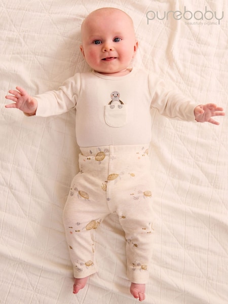 Purebaby Natural 100% Cotton Bodysuit and Leggings Set 2 Piece (F40088) | $58