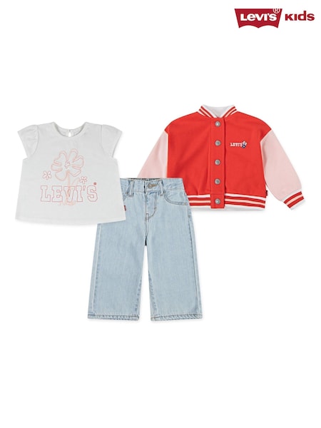 Levi's® Red Bomber Jacket T-Shirt and Wide Leg Jeans Set (F40114) | €71