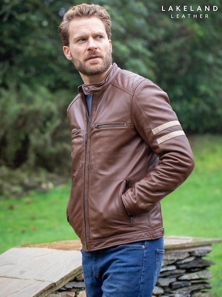 Lakeland Leather Brown Charlie II Racer Jacket (F40149) | €471