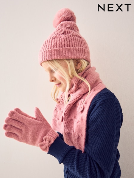 Pink Beanie Gloves And Scarf Set (3-16yrs) (F40159) | 99 QAR - 104 QAR