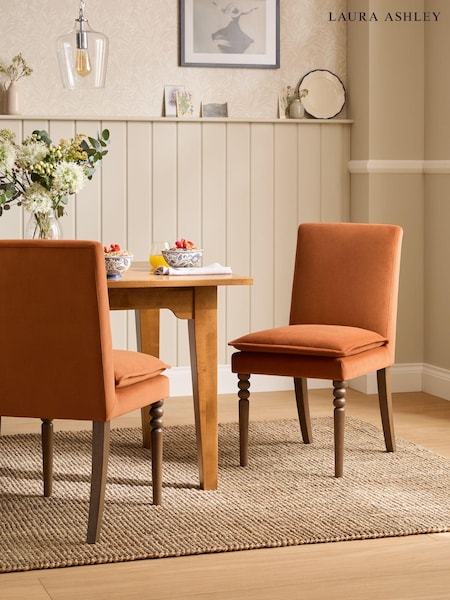 Laura Ashley Set of 2 Annaly Velvet Terracotta Orange Nordan Dining Chairs (F40188) | €377