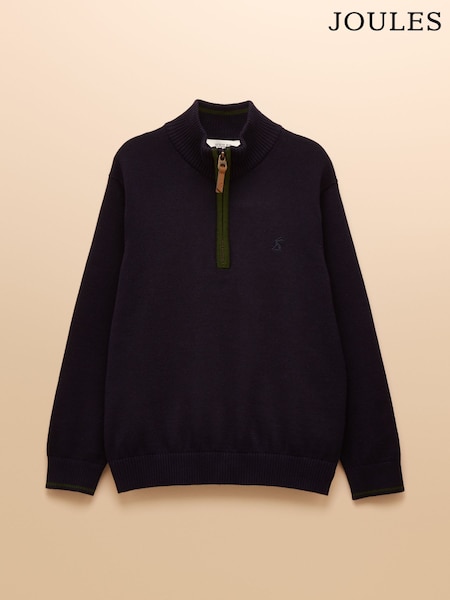Joules Boys' Hillside Navy Knit Quarter Zip (F40192) | 119 QAR - 148 QAR