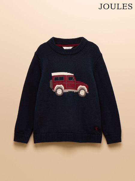 Joules Boys' Cracking Navy Blue Intarsia Knit Jumper (F40194) | €37 - €41