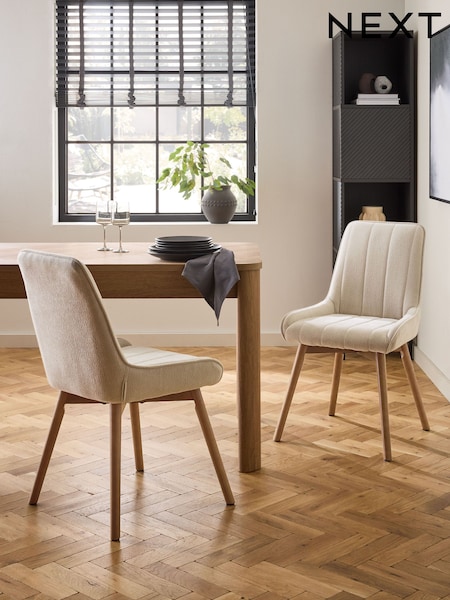 Set of 2 Pebble Hamilton Mid Wood Leg Quilted Dining Chairs (F40205) | €365