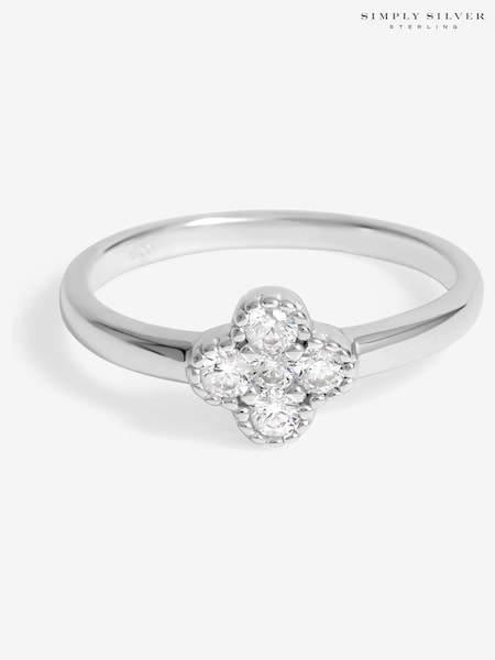 Simply Silver Silver Tone 925 Pave Clover Ring (F40208) | €36