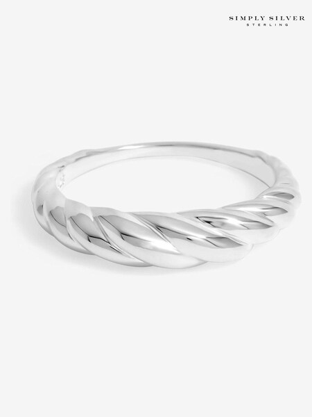 Simply Silver 925 Textured Polished Ring (F40211) | kr840