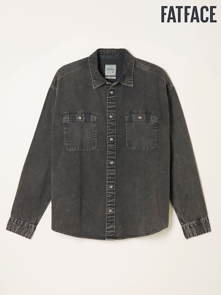 FatFace Dark Grey Long Sleeve Relaxed Fit Garment Dye Utility Shirt (F40351) | AZN 138
