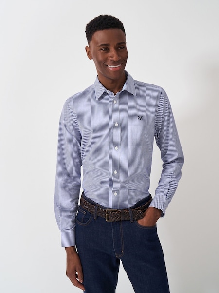 Crew Clothing Company Dark Blue Classic Micro Gingham 100% Cotton Shirt (F40433) | €84