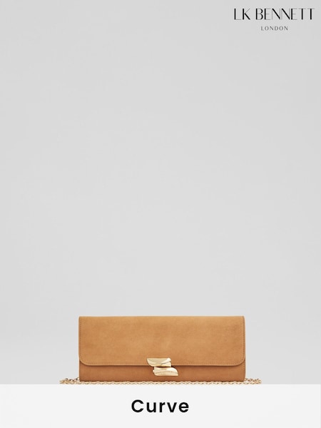 Lk Bennett Aria Leopard Printed Suede Curve Flap Clutch Bag (F40460) | 357 €