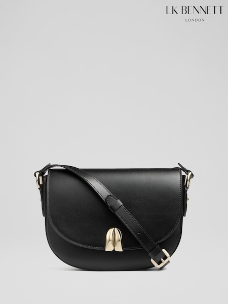 LK Bennett Black Jodie Smooth Leather Oloid Cross-Body (F40461) | ₪1,504