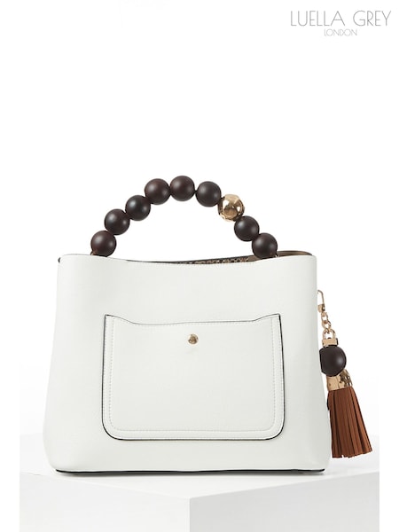 Luella Grey Demi Beaded Handle Cross-Body Tote White Bag (F40494) | €168