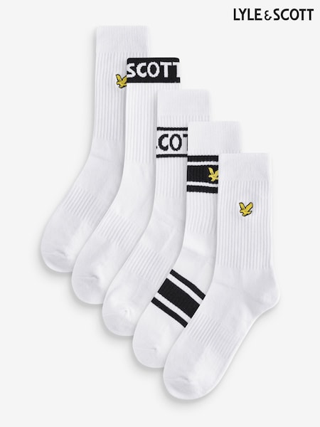 Lyle & Scott White Montrose Sports Socks 5 Pack (F40573) | €32