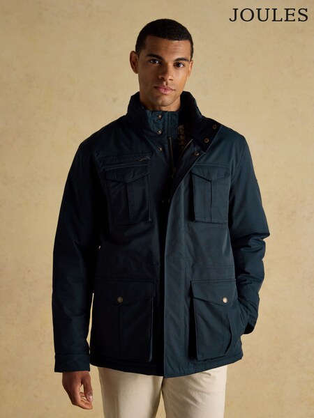 Joules Beckett Navy Waterproof Field Coat With Packable Hood (F40608) | R$ 1.470