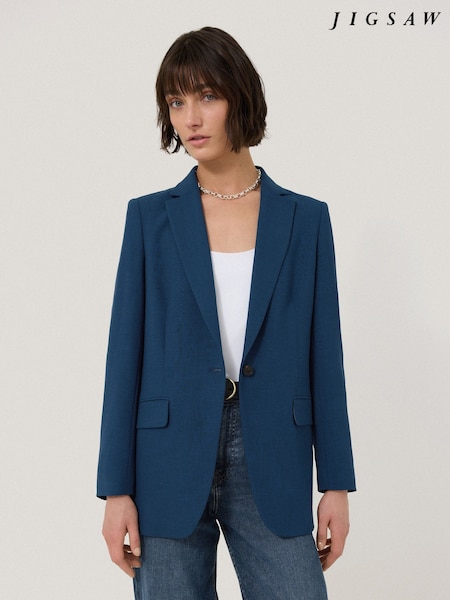 Jigsaw Blue Knox Crosshatch Blazer (F40615) | €306