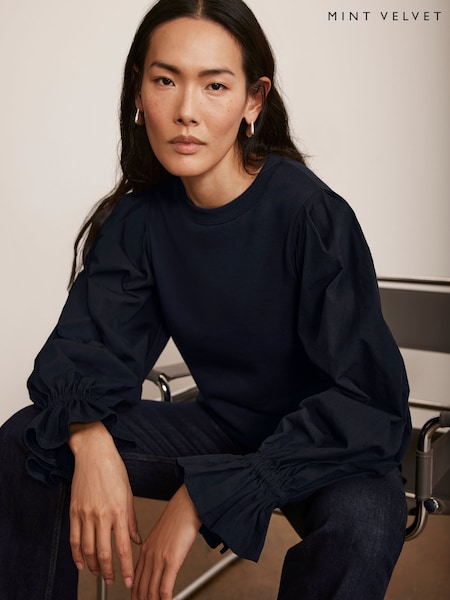 Mint Velvet Fluted Sleeve Sweatshirt (F40616) | ‏402 د.إ.‏