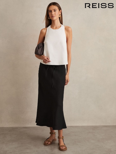 שחור - Reiss Roxi Slip Midi Skirt (F40785) | ‏948‏₪