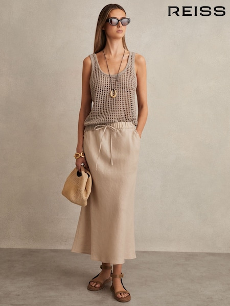 ניטרלי - Reiss Roxi Slip Midi Skirt (F40800) | ‏948‏₪