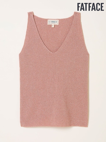 FatFace Evelyn Pink Metallic Knit Vest Top (F40810) | AED262