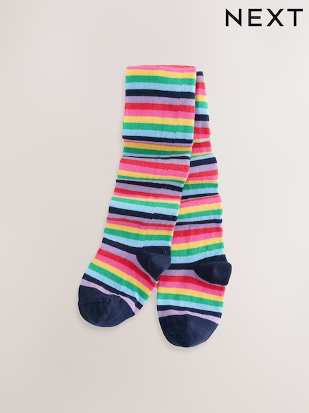 Navy Blue Cotton Rich Stripe Tights (F40937) | AED25 - AED30