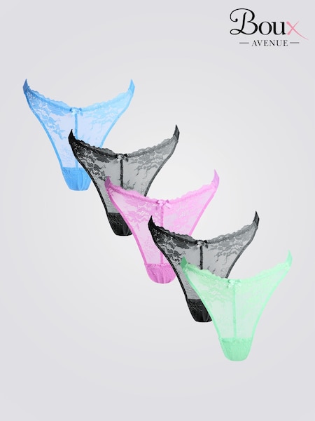 Boux Avenue Natural Multicoloured Fran High Leg Thongs 5 Pack (F41014) | €51