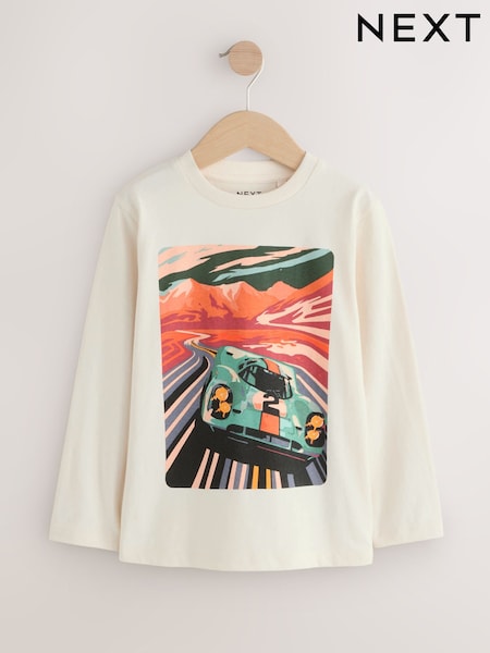 Stone Racing Car Regular Fit Long Sleeve Graphic Print T-Shirt (3-16yrs) (F41026) | 35 QAR - 49 QAR
