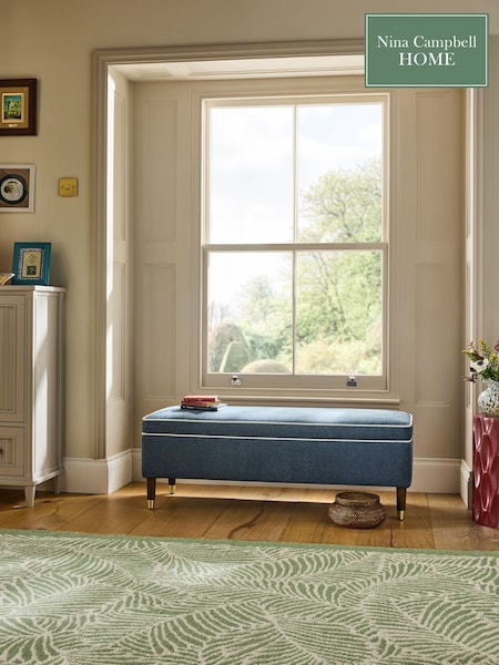 Nina Campbell Clabon Indigo Blue Rosebury Storage Ottoman Bench (F41042) | €377