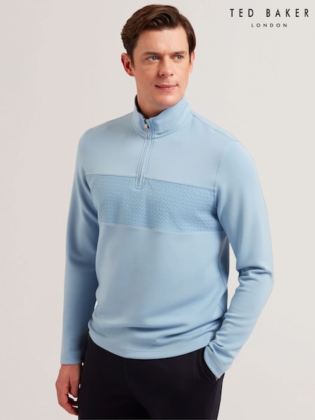 Ted Baker Blue Simonea Long Sleeve Regular Contrast Panel Half Zip Jumper (F41081) | €136