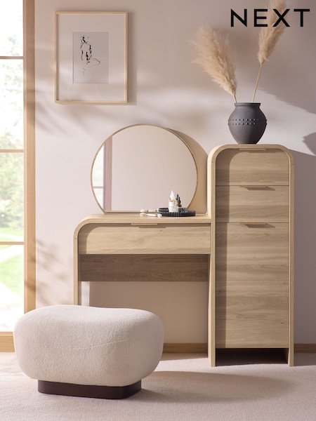 Mid Natural Mia Oak Effect 6 Drawer Console Dressing Table (F41149) | €610