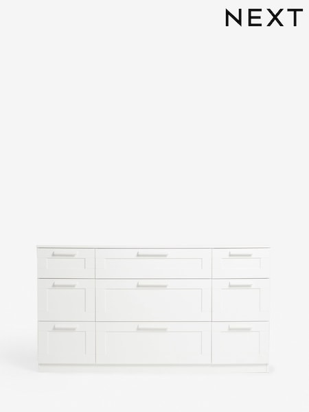 White Flynn Paint Effect 9 Drawer Chest of Drawers (F41155) | €610